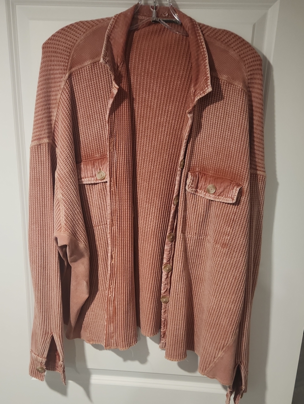 Black Tape_ Washed Rose Waffle-Knit Top/ Jacket